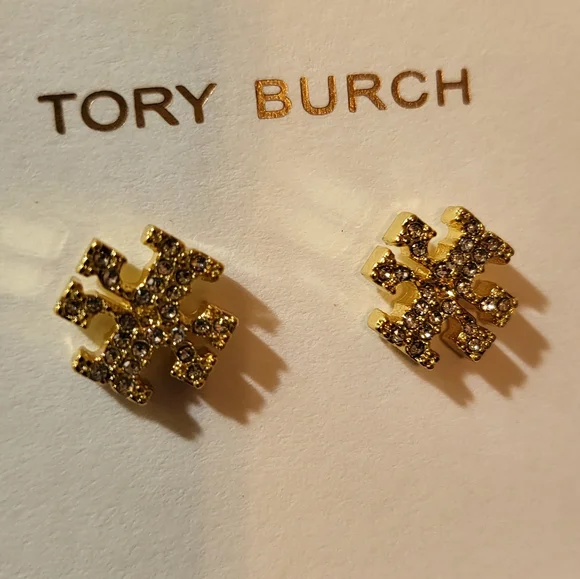 Tory Burch Crystal Logo Stud Earrings Brand New with Dust bag - Picture 4 of 8